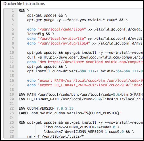 Entering Dockerfile Instructions in Domino