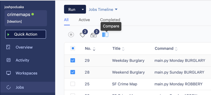 Comparing folium maps in Domino Data Lab Enterprise MLOPs Platform