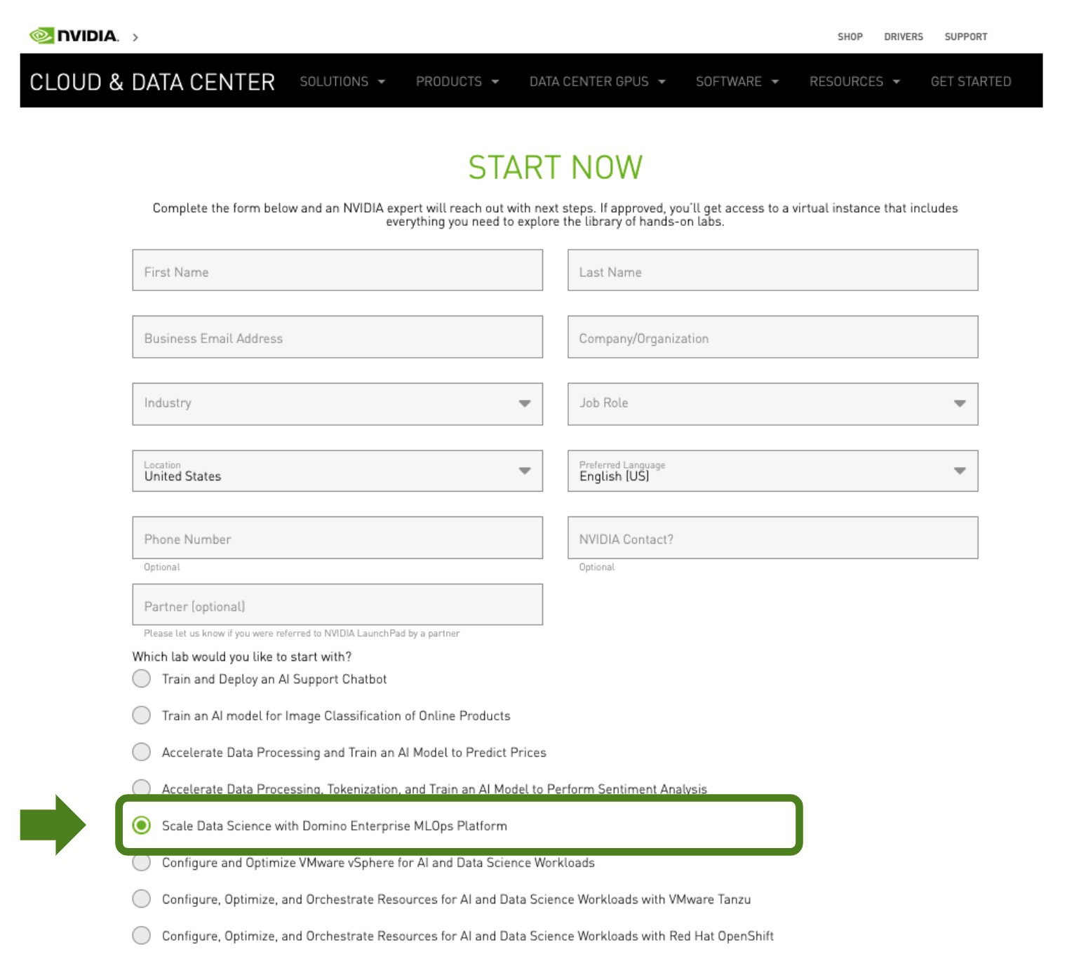NVIDIA AI LaunchPad sign up