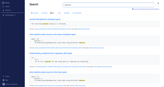 Search and Knowledge Management in Domino Enterprise MLOps Platform